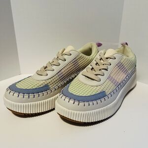 Nicole Miller New York Brita Women's Sneakers 9.5 Beige Mist Platform Multicolor